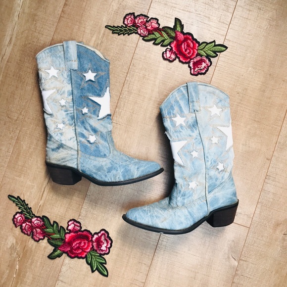 Vintage Shoes - Vintage Denim Cowboy Boots